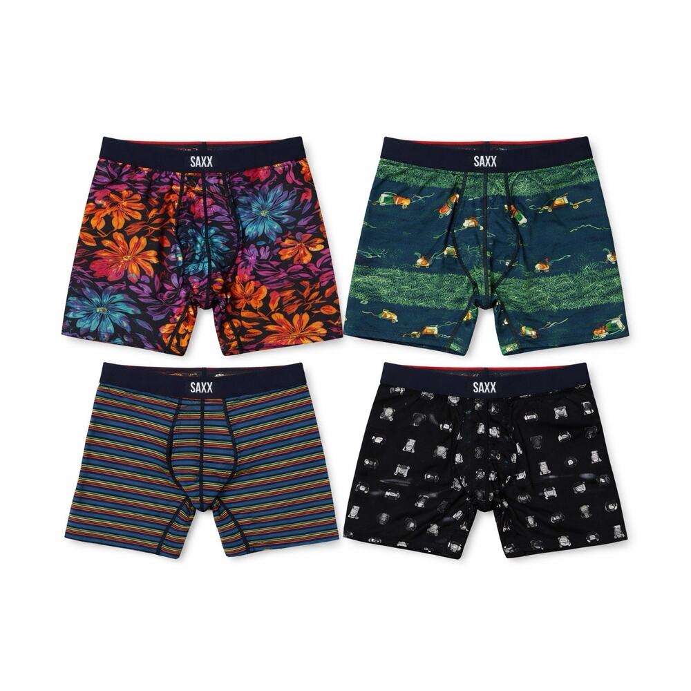 SAXX Vibe Xtra Boxer Brief Lot Of 4 Small Multi Print Ballpark Pouch NWT